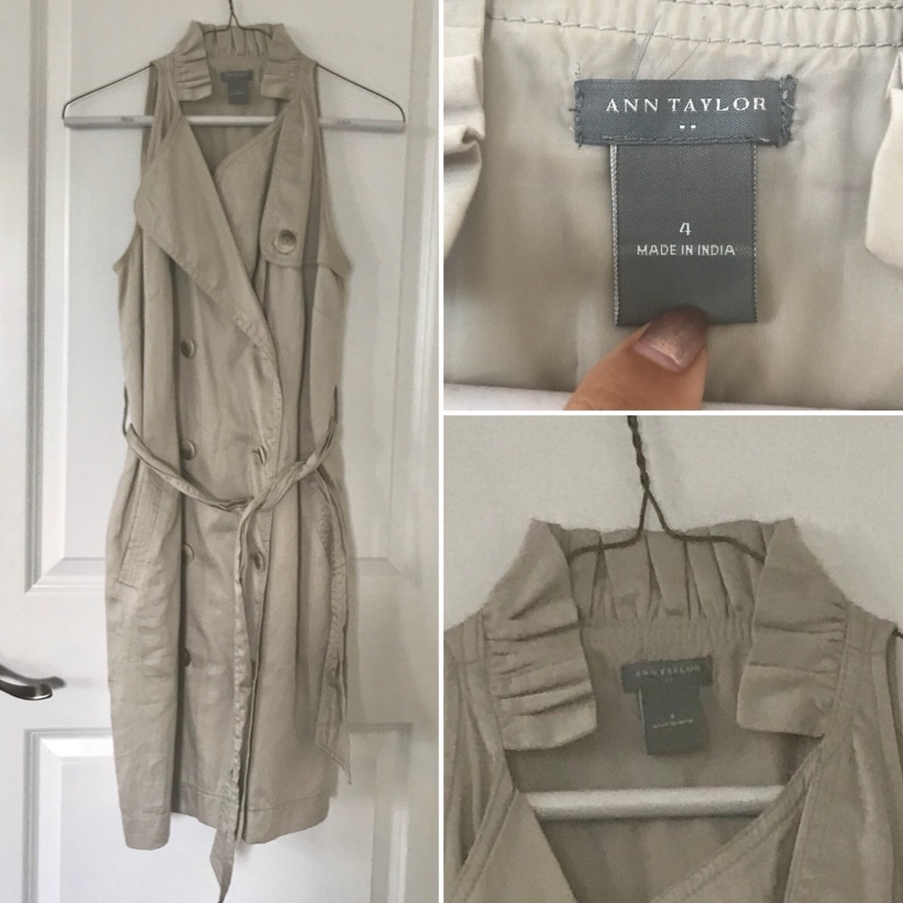 Ann Taylor Ruffle Collar Shirt Dress sz 4